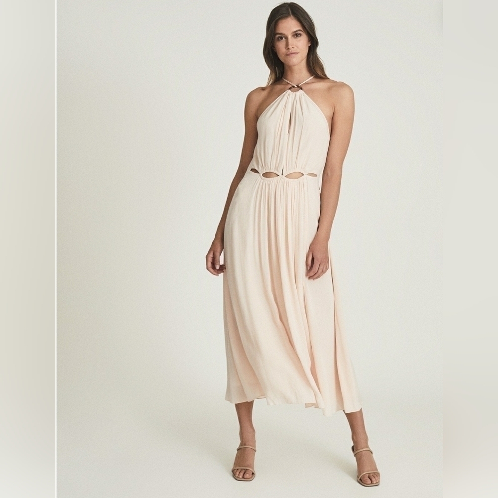 NWT REISS Marta Pink Resort Cut Detail Dress Size 10